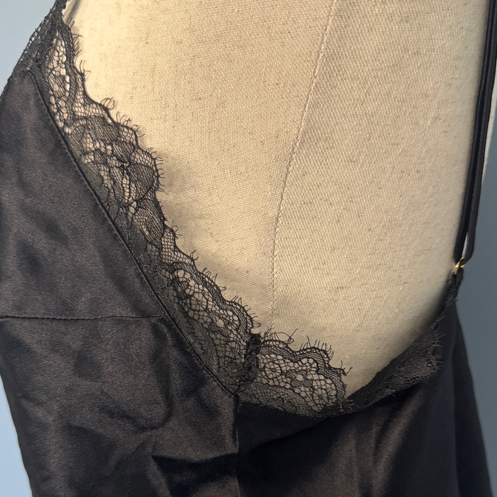 Victoria’s Secret Black Satin & Eyelash Lace Trim Camisole Top - Large - Picture 8 of 13